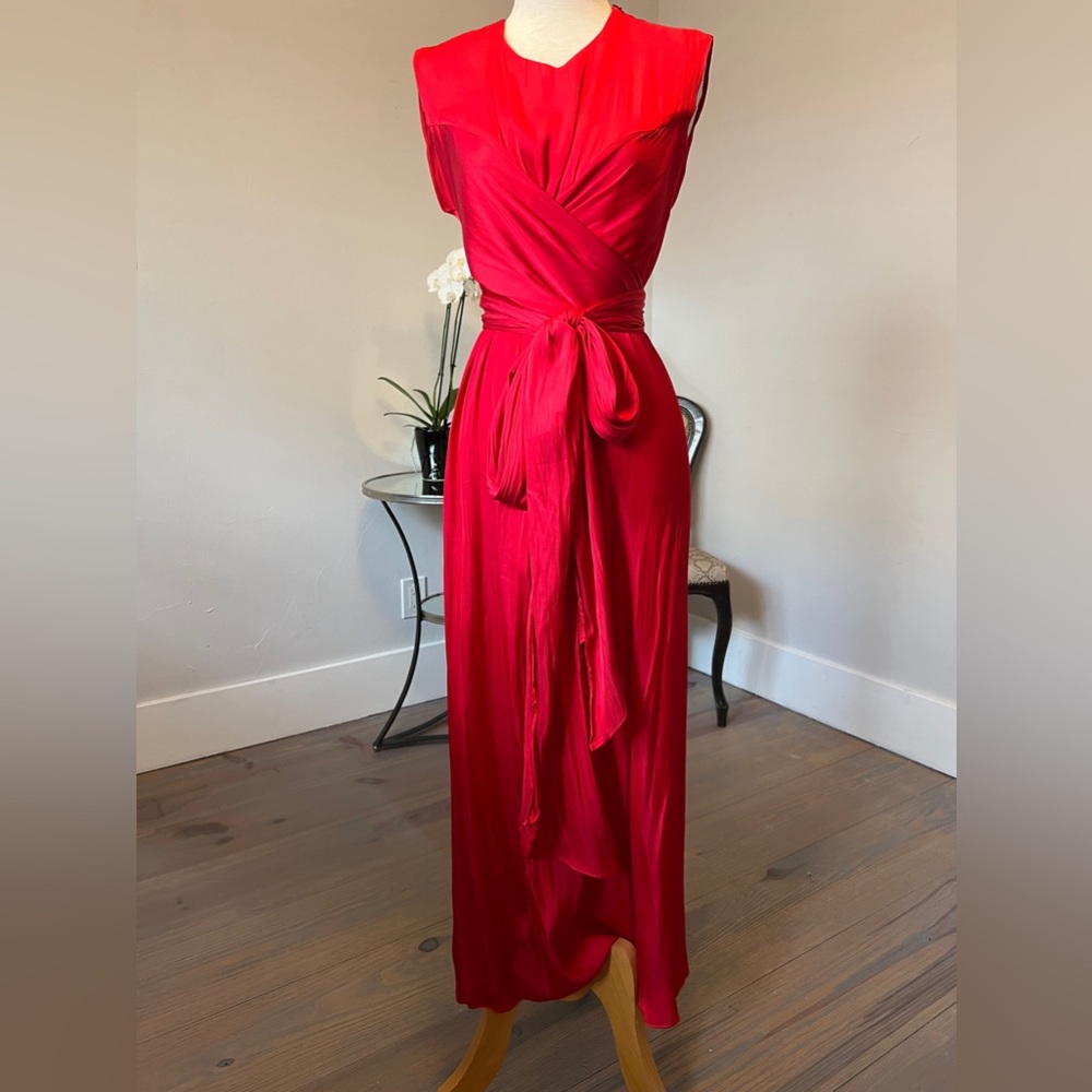 Zara Red Sleeveless Midi Wrap Dress